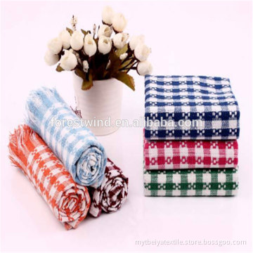 Factory Directly Jacquard Tassel Tartan Design Kitchen Towel Cotton